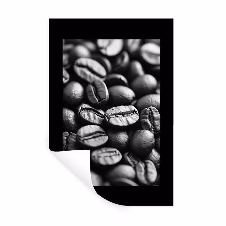 Koffiebonen - Zwart - Vintage Muursticker klein -3d