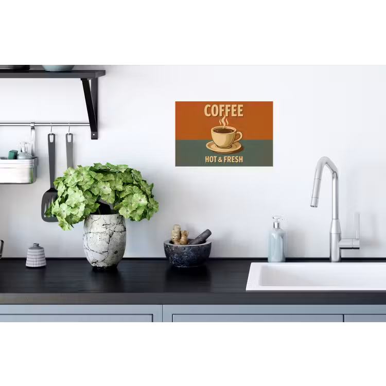 Koffie - Kop - Vintage - Quote Muursticker klein -keuken
