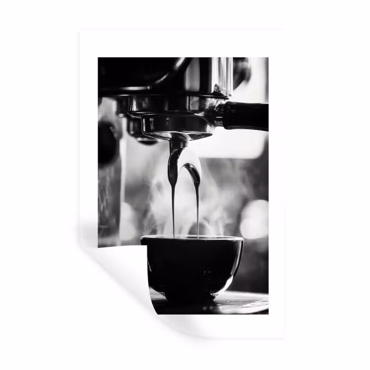 Coffee - Espresso - Koffiemachine - Kop Muursticker klein -3d