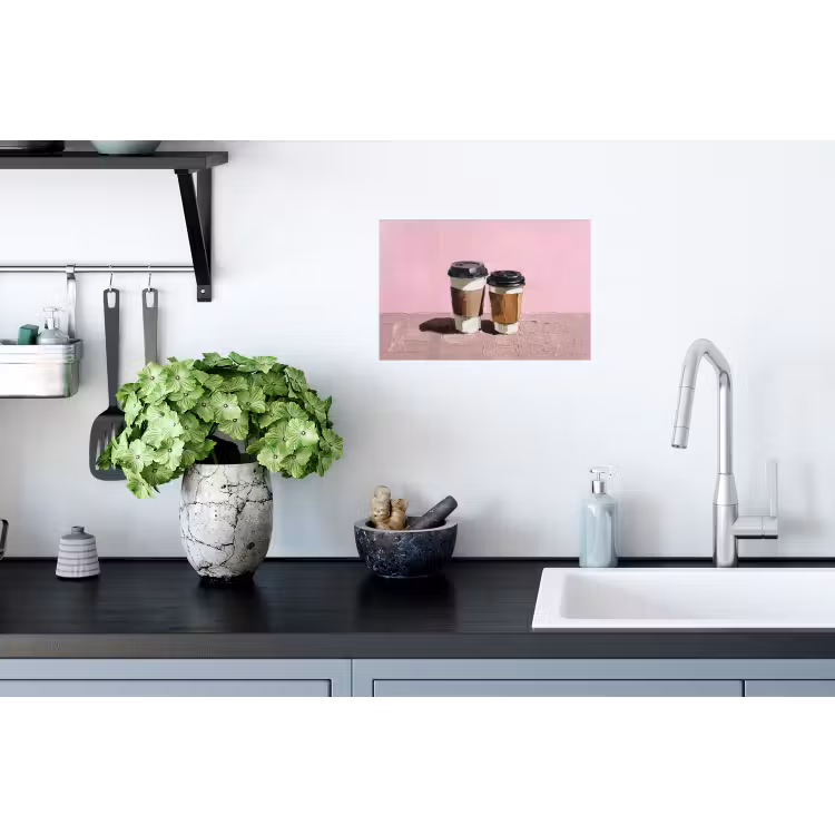Koffiebekers - Deksel - Verf - Textuur Muursticker klein -keuken
