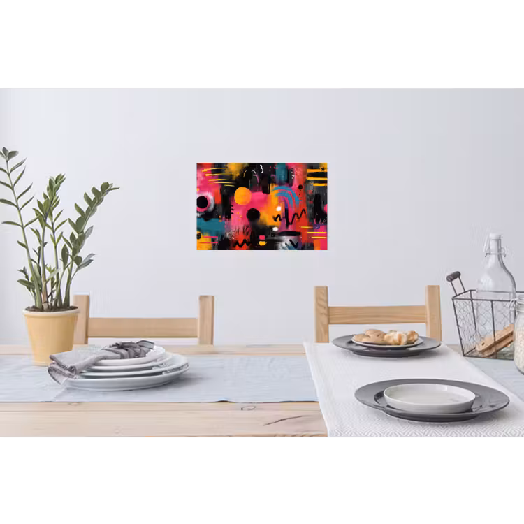 Kleurvlakken - Vormen - Kleurrijk - Abstract Muursticker klein -eettafel