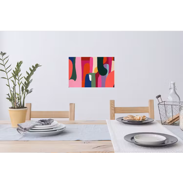 Kleurvakken - Recht - Rond - Abstract Muursticker klein -eettafel