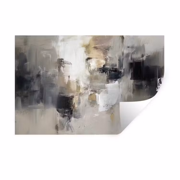 Kleurenpalet - Penseelstreken - Beige - Nevelig Muursticker klein -3d
