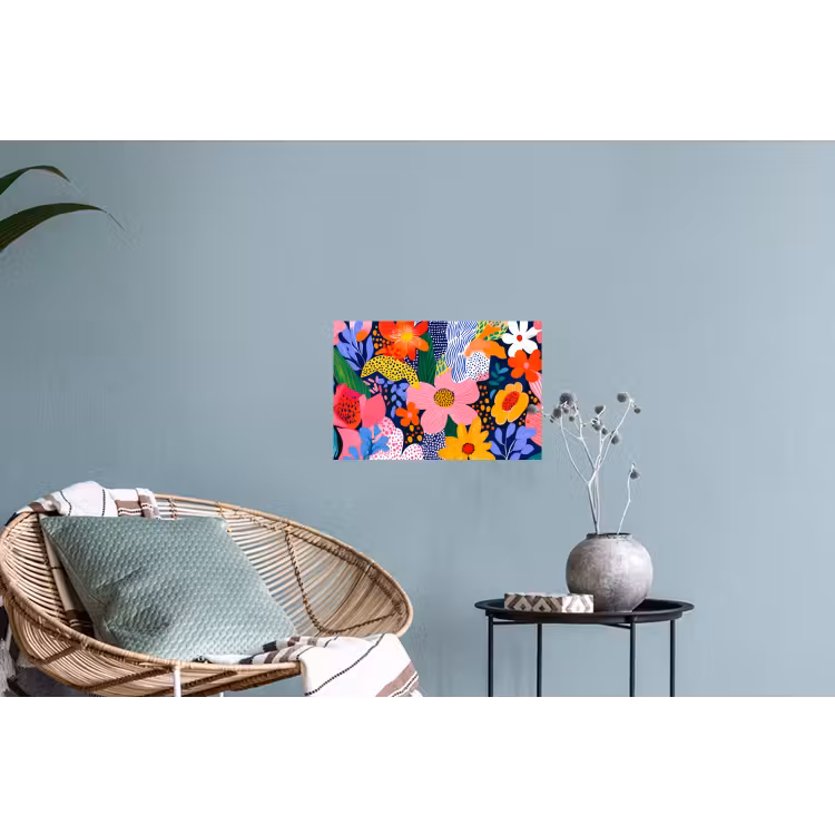 Kleurrijk - Bloemen - Abstract - Stippen Muursticker klein -plant