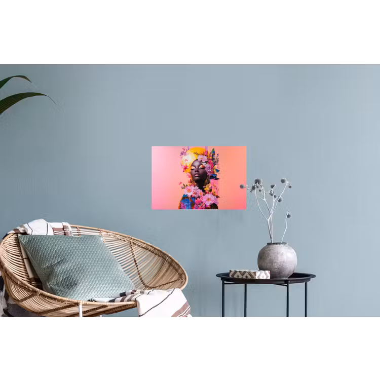 Kleurrijk - Bloemen - Vrouw - Zon Muursticker klein -plant