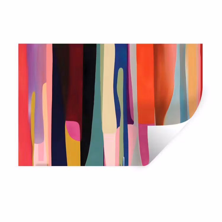 Kleurbanen - Verticaal - Kleurrijk Muursticker klein -3d