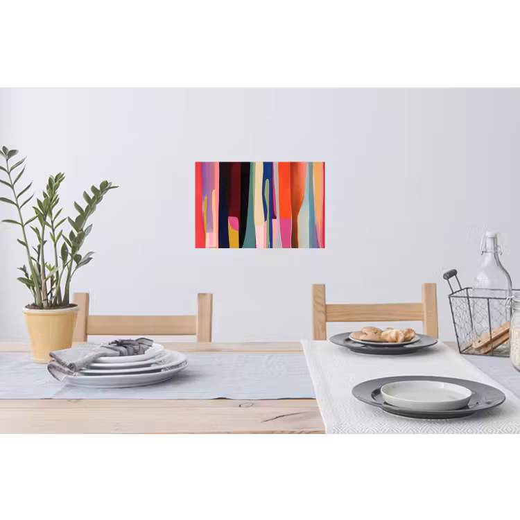 Kleurbanen - Verticaal - Kleurrijk Muursticker klein -eettafel