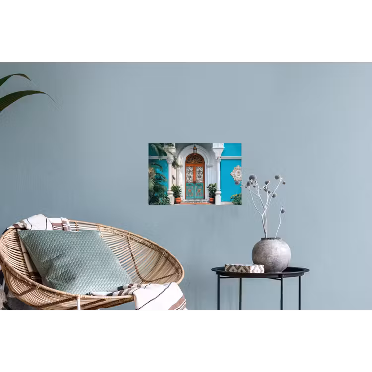 Zuilen - Sierlijke - Deur - Blauw Muursticker klein -plant
