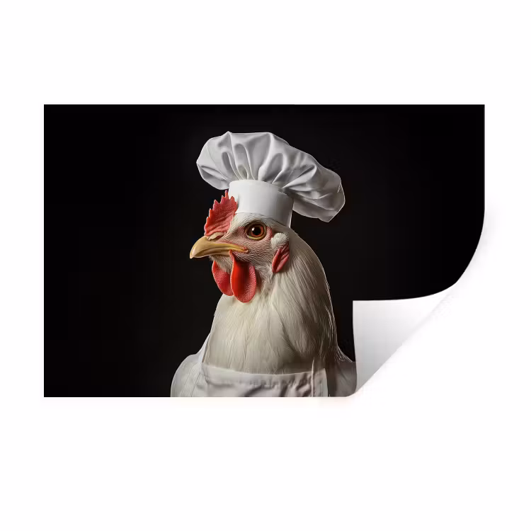 Kok - Rood - Kip Muursticker klein -3d