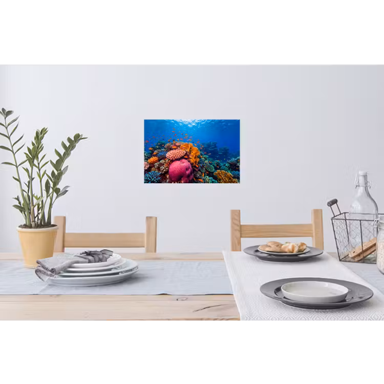Koraal - Vissen - Oceaan - Natuur - Kleurrijk Muursticker klein -eettafel
