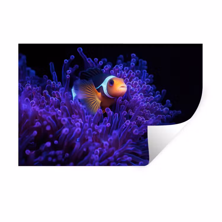 Koraal - Vis - Oranje - Zee Muursticker klein -3d