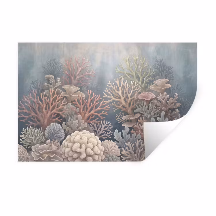 Koraal - Zeeleven - Onderwater - Illustratie - Natuur Muursticker klein -3d