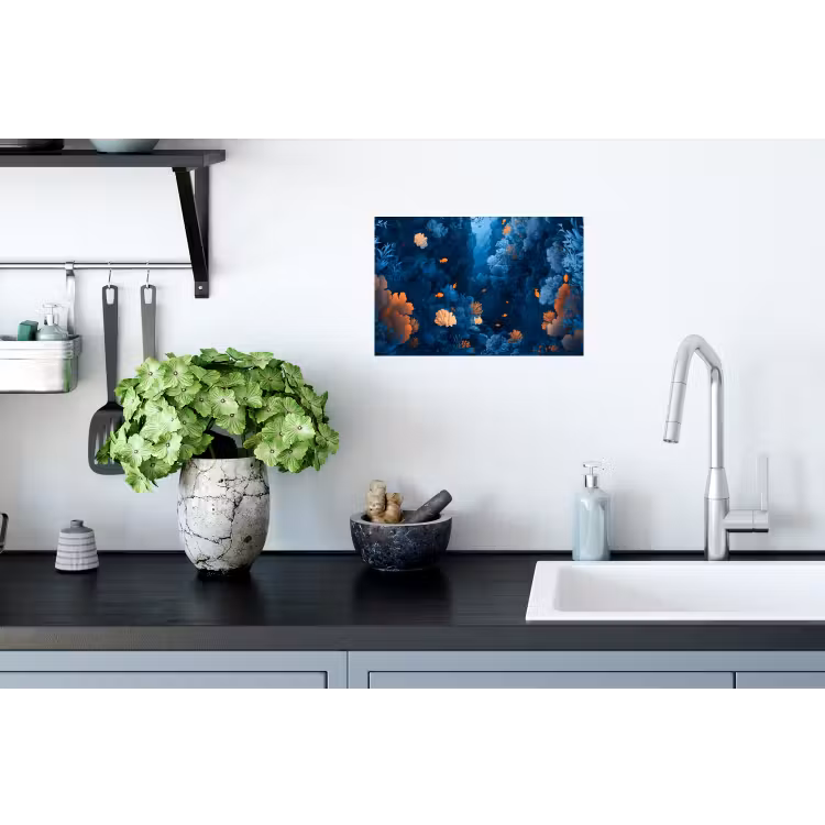 Koraalrif - Vissen - Oceaan - Blauw Muursticker klein -keuken