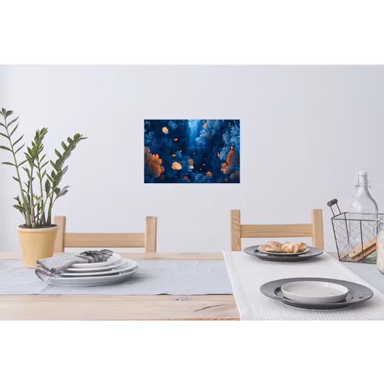 Koraalrif - Vissen - Oceaan - Blauw Muursticker klein -eettafel