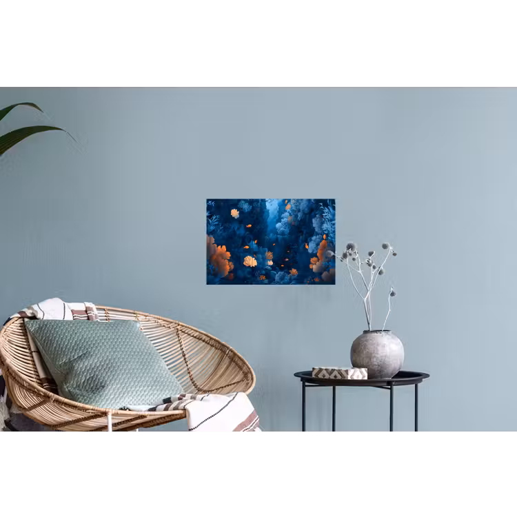 Koraalrif - Vissen - Oceaan - Blauw Muursticker klein -plant