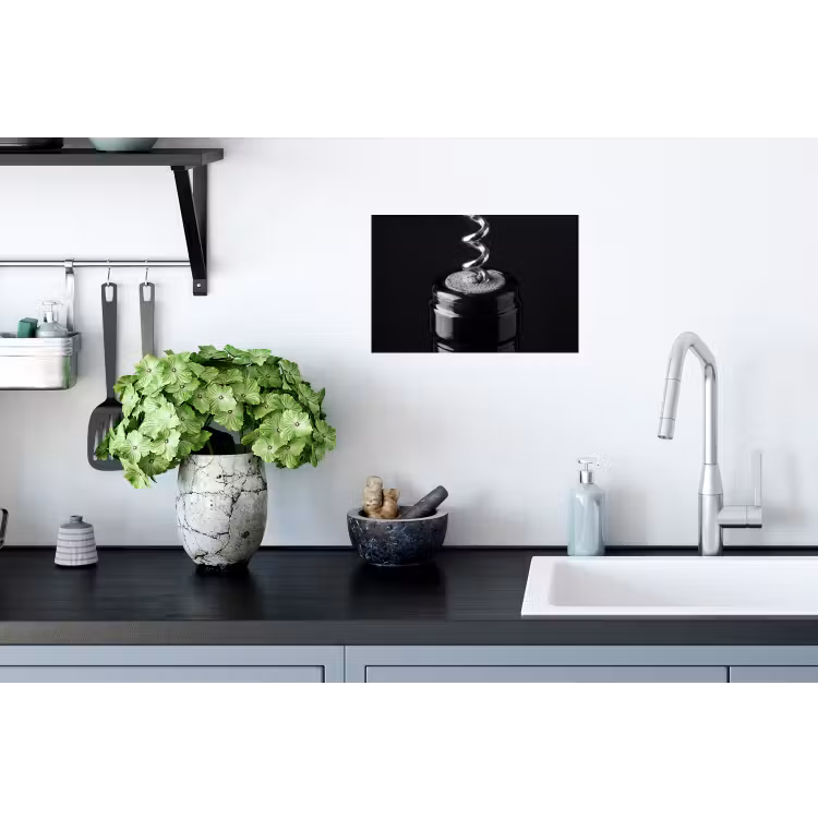 Kurkentrekker - Wijn - Zwart - Wit Muursticker klein -keuken
