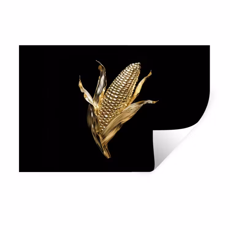 Mais - Eten - Goud - Zwart Muursticker klein -3d