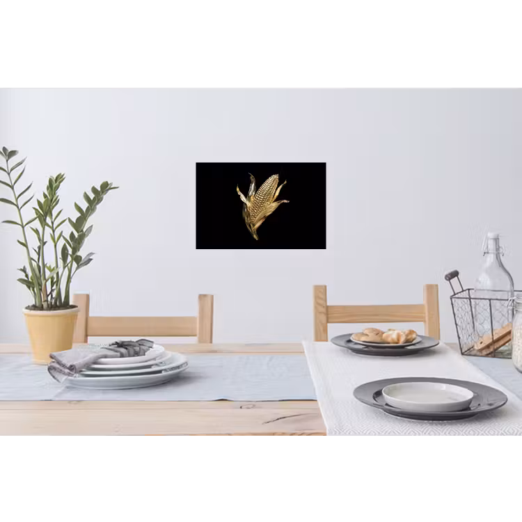 Mais - Eten - Goud - Zwart Muursticker klein -eettafel