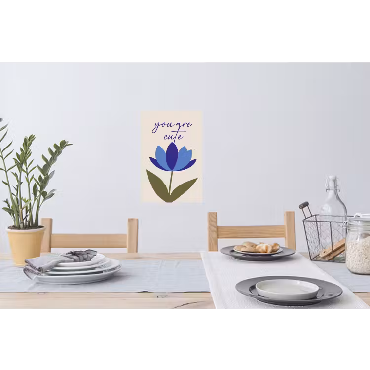 Korenbloem - Valentijn - Bloem - Blauw Muursticker klein -eettafel