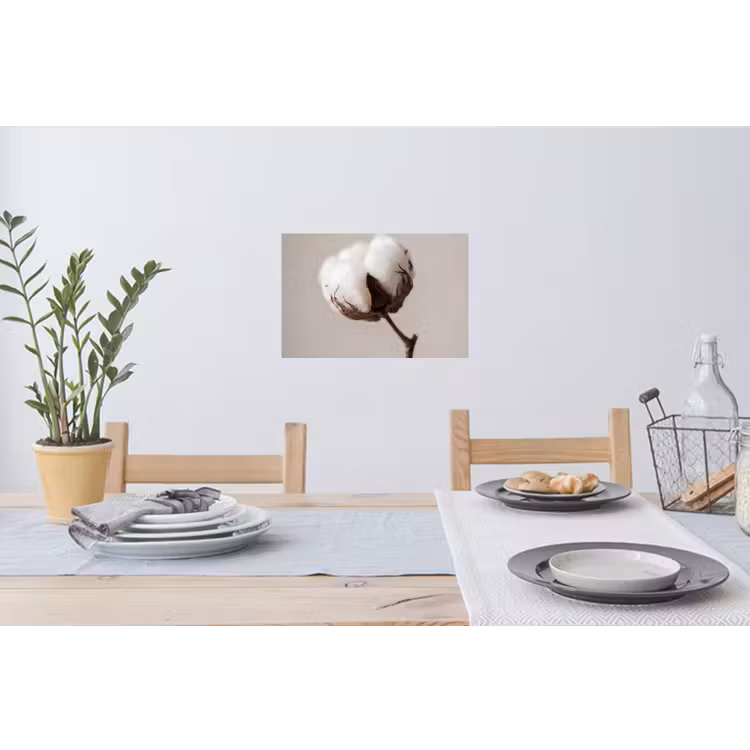 Katoenbol - Minimalistisch - Wit Muursticker klein -eettafel