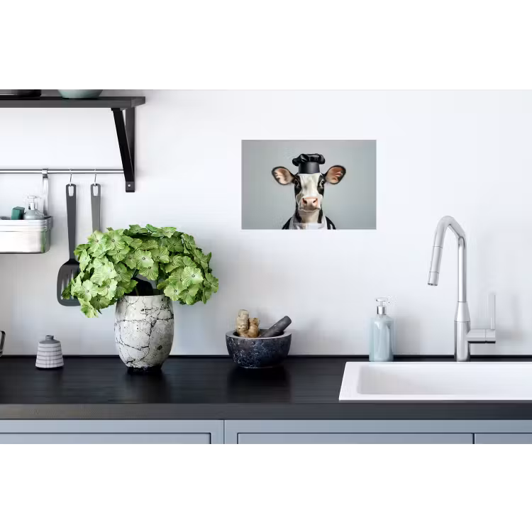 Koe - Zwart - Wit - Kok Muursticker klein -keuken