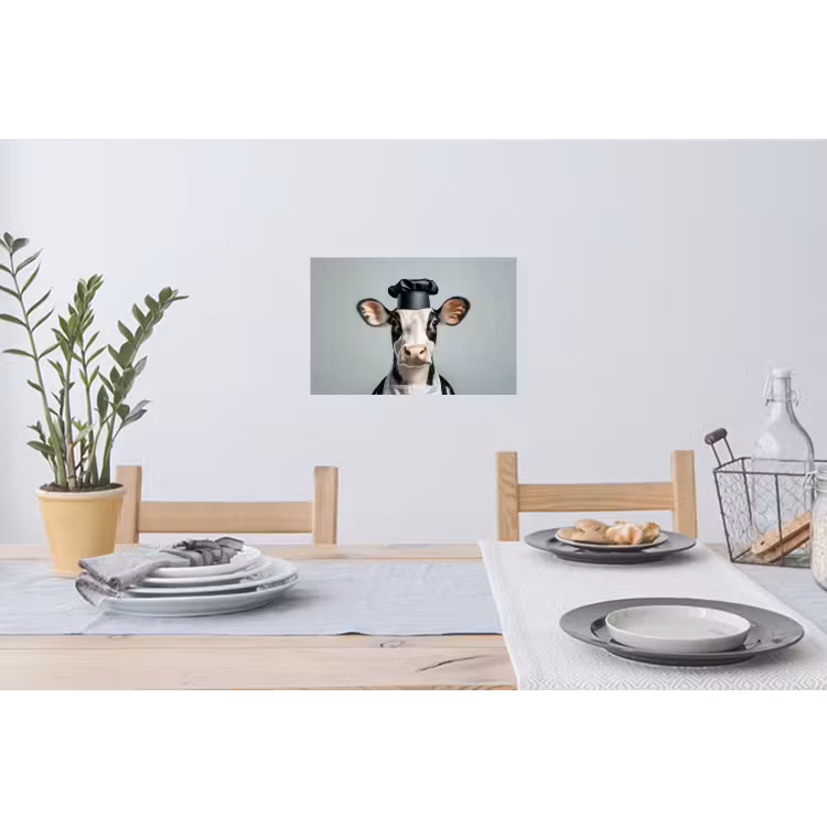 Koe - Zwart - Wit - Kok Muursticker klein -eettafel