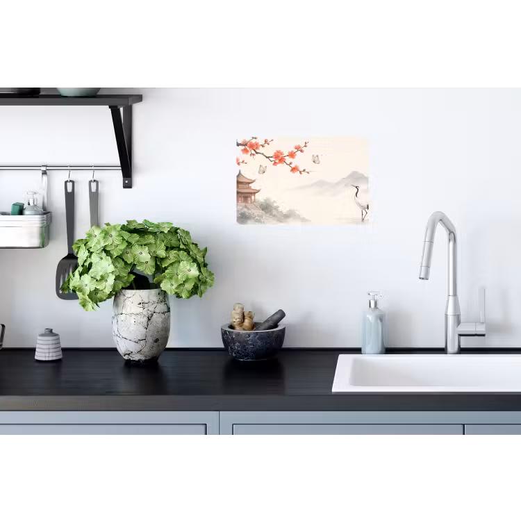 Kraanvogel - Azië - Klassiek Muursticker klein -keuken
