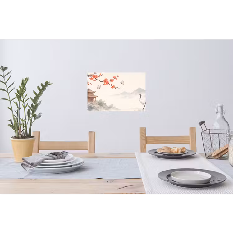 Kraanvogel - Azië - Klassiek Muursticker klein -eettafel
