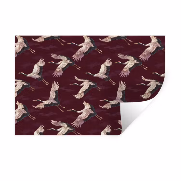 Kraanvogels - Klassiek - Bordeaux Muursticker klein 286 -3d