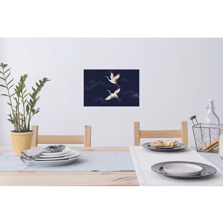 Kraanvogels - Nachthemel - Blauw Muursticker klein -eettafel