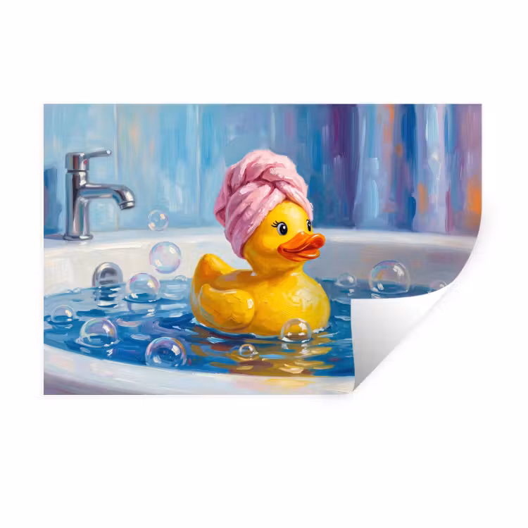 Creatief - Badeend - Kleurrijk Muursticker klein -3d