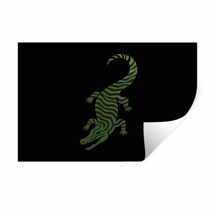 Krokodil - Groen - Tijgerachtig - Strepen Muursticker klein -3d