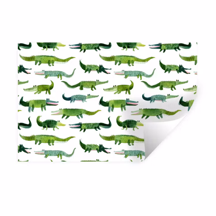 krokodillen - Speels - Groen Muursticker klein 286 -3d