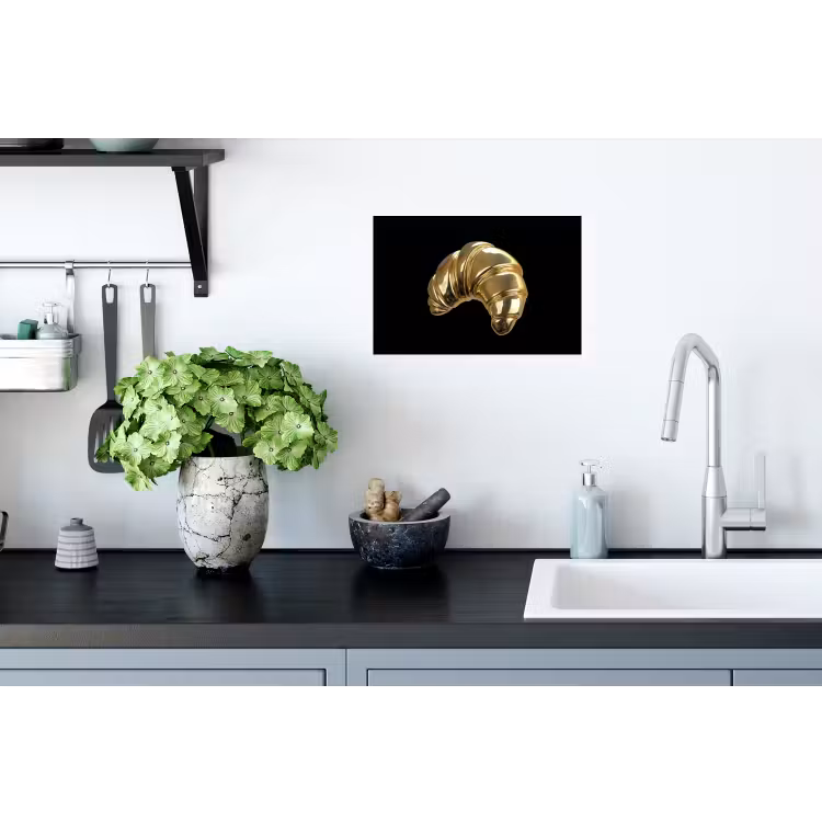 Croissant - Brood - Goud - Zwart Muursticker klein -keuken