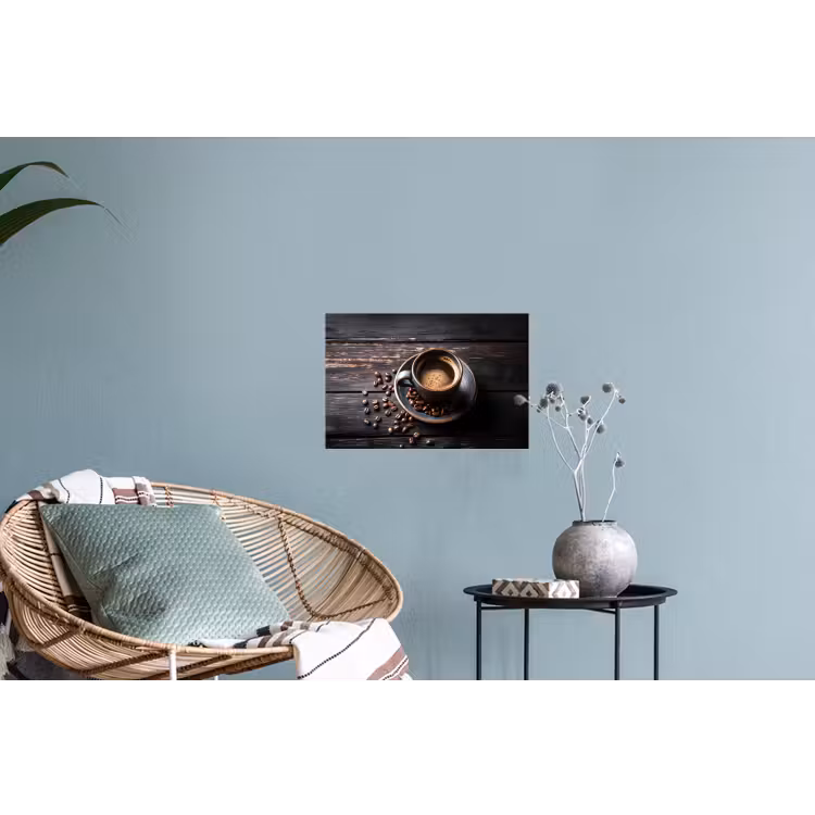 Kop - Koffie - Hout - Bonen Muursticker klein -plant