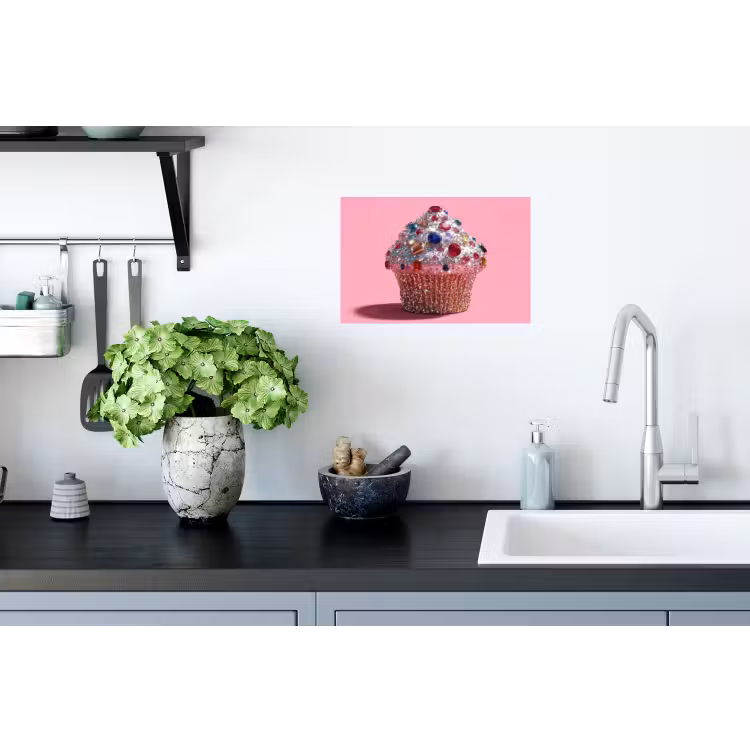 Cupcake - Kleurrijk - Edelstenen Muursticker klein -keuken