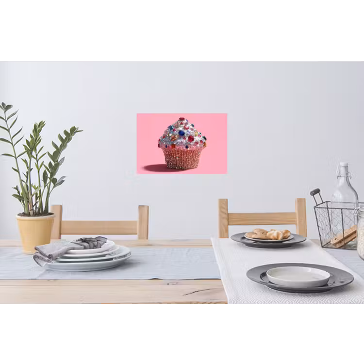 Cupcake - Kleurrijk - Edelstenen Muursticker klein -eettafel