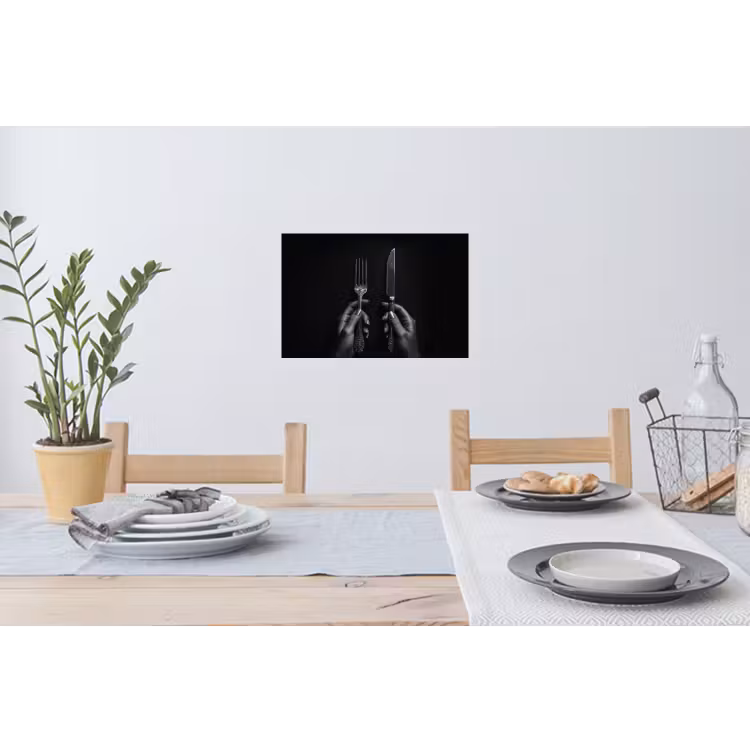 Bestek - Zwart - Wit Muursticker klein -eettafel