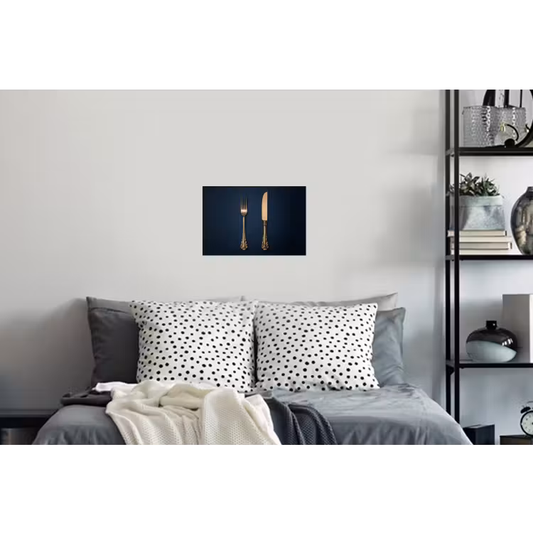 Bestek - Donkerblauw - Goud Muursticker klein -slaapkamer