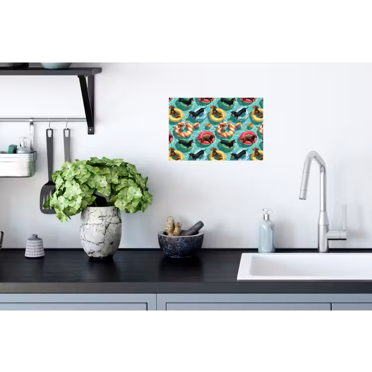 Teckels - Zwembad - Kleurrijk Muursticker klein 286 -keuken