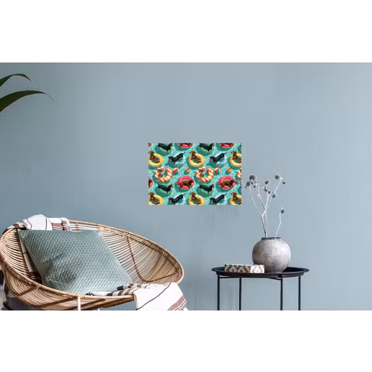 Teckels - Zwembad - Kleurrijk Muursticker klein 286 -plant