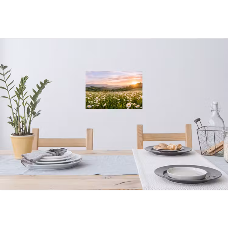 Madelief - Veld - Heuvels - Groen Muursticker klein -eettafel