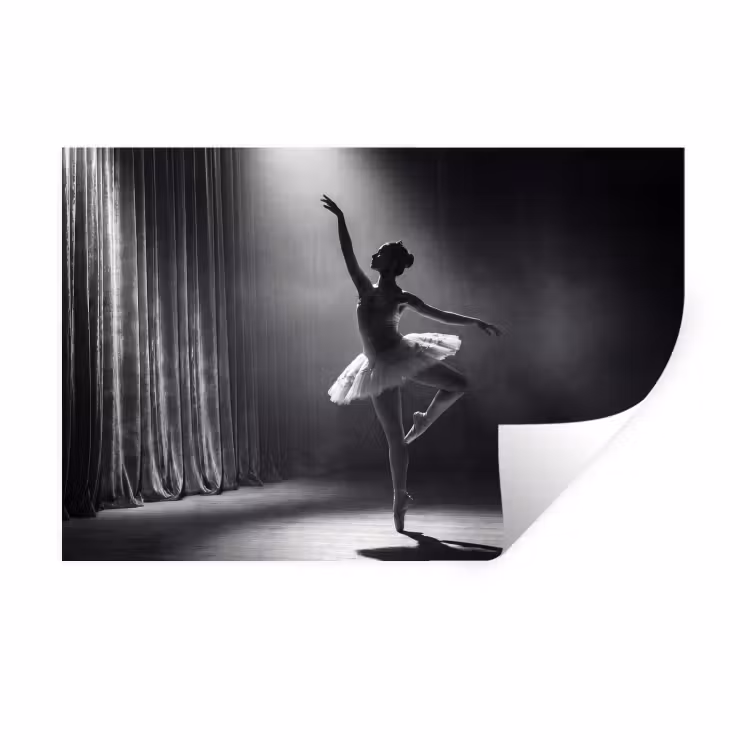 Danser - Podium - Zwart-wit - Kunst - Klassiek Muursticker klein -3d