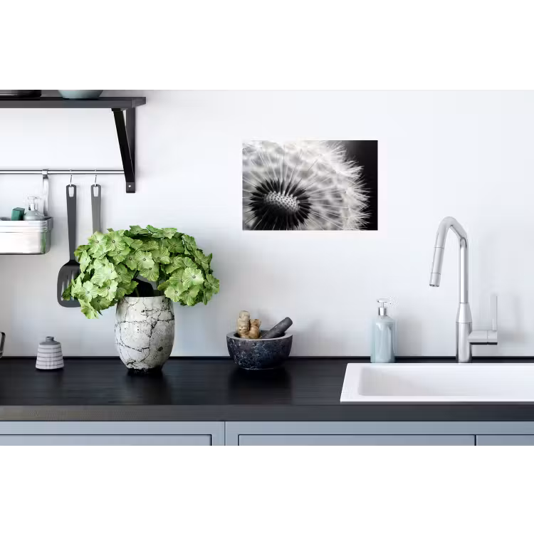 Paardenbloem - Zwart - Wit Muursticker klein -keuken