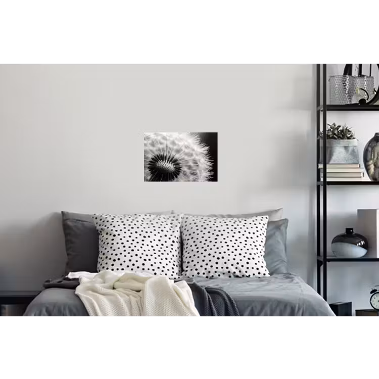 Paardenbloem - Zwart - Wit Muursticker klein -slaapkamer