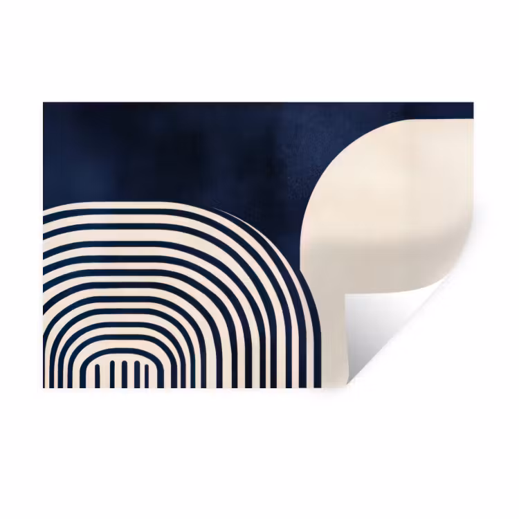 Donkerblauw - Abstract - Lijnen Muursticker klein -3d