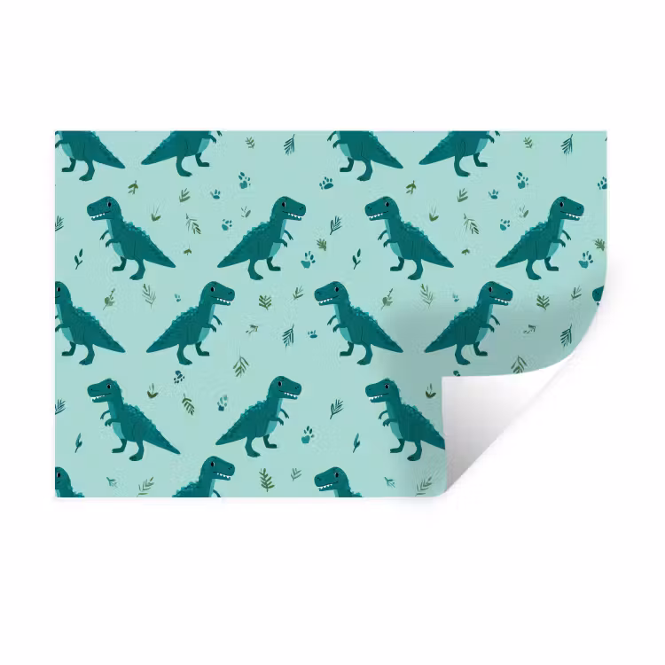 Donkergroen - Dinosaurussen - Afdrukken - Bladeren Muursticker klein -3d