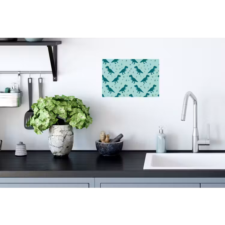 Donkergroen - Dinosaurussen - Afdrukken - Bladeren Muursticker klein -keuken