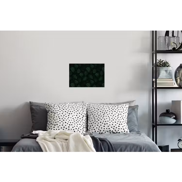 Donker - Groen - Hopbellen - Botanisch - Illustratie Muursticker klein 286 -slaapkamer