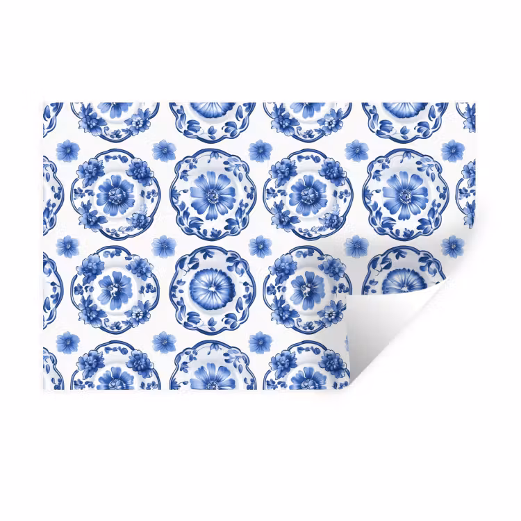 Sierborden - Bloemen - Blauw Muursticker klein 286 -3d